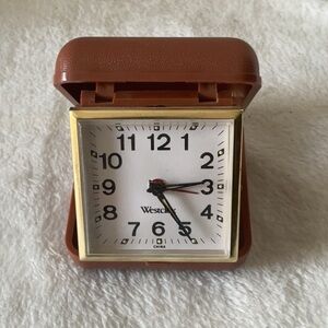 Brown and Gold Foldable Travel Alarm Clock